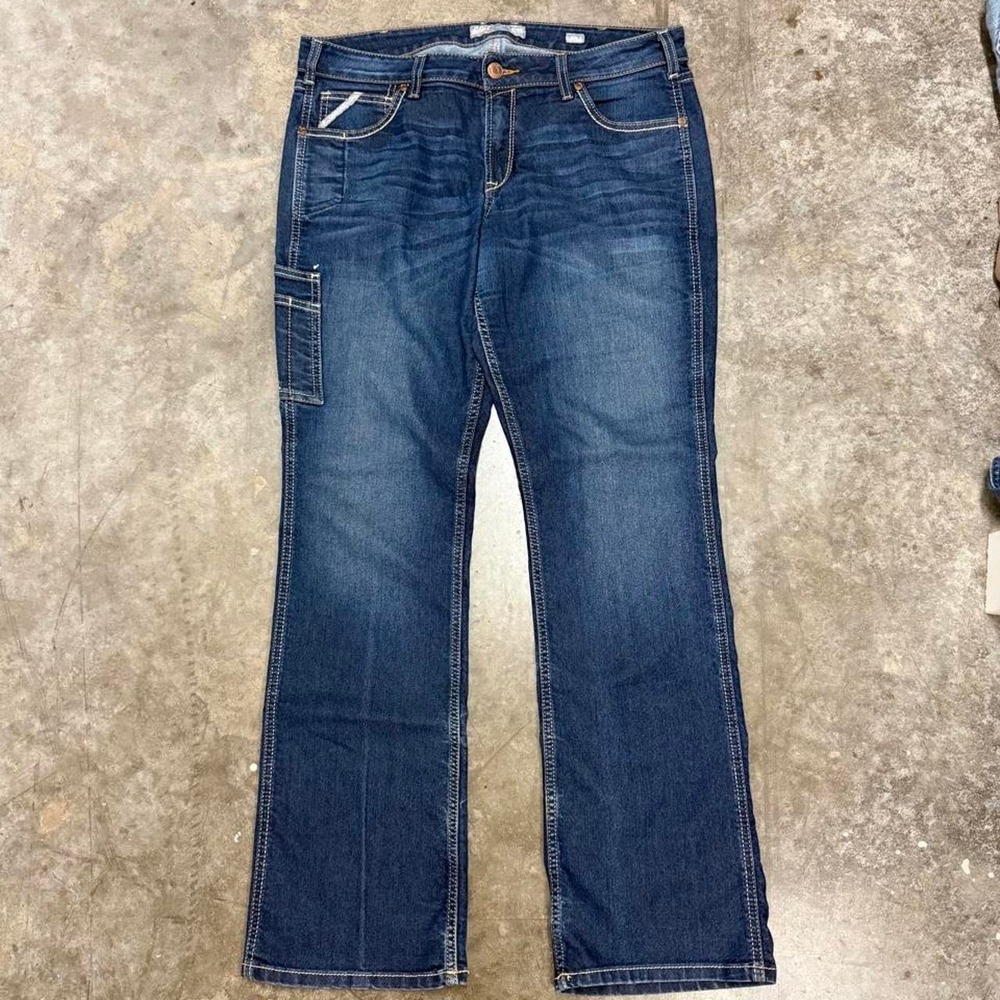 Ariat Rebar Women Dark Wash Mid Rise Bootcut Workwear Jeans 33L